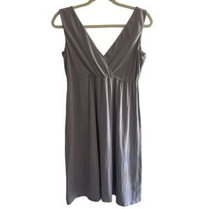 Garnet Hill Gray Surplice Knit Jersey Summer Dress Women’s Size Small 2 4 Grey